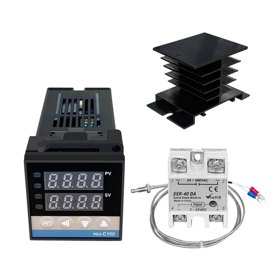 REX-C100 Digital PID Temperature Controller Thermostat,SSR Output Max.40A SSR Relay K Thermocouple Probey ,Easy Installation