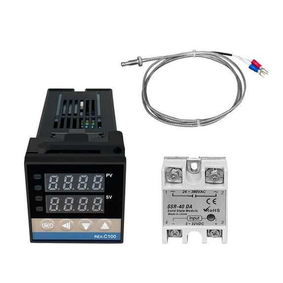 REX-C100 Digital PID Temperature Controller Thermostat,SSR Output Max.40A SSR Relay K Thermocouple Probey ,Easy to Use