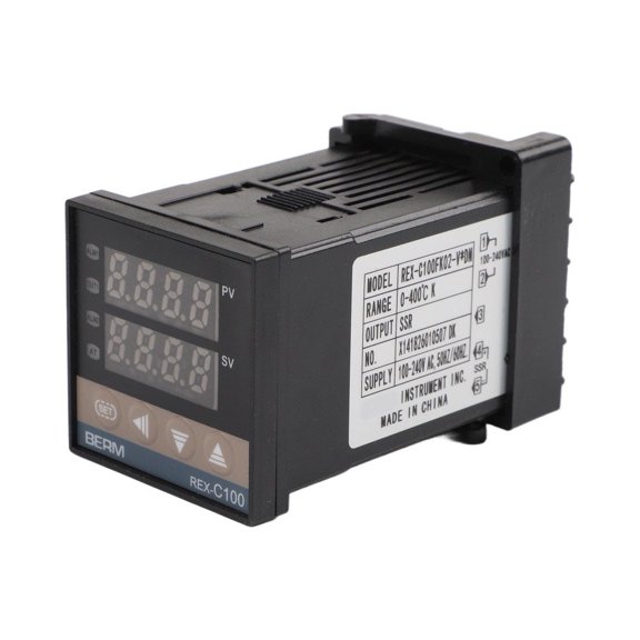 REX-C100 Intelligent Digital Temperature Controller 0-400C with Adaptive PID Control for SSR Output, Multi-Sensor Compatible Thermostat Black