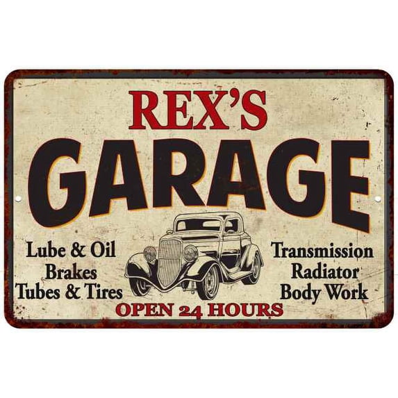 REX'S Garage Man Cave Metal Sign Decor 8x12 208120014336