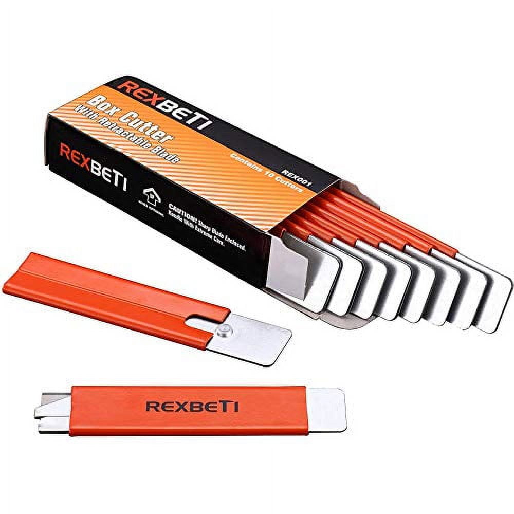 REXBETI Box Cutter, Retractable Cardboard Cutter, Handy Box Opener, Single  Edge Razor Blade Box Cutter Set for Packages Papers and Boxes, All Metal  Body Utility Knife, 10 per Box 