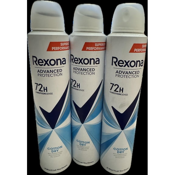 REXONA COTTON DRY SUPERIOR PERFORMANCE ADVANCED PROTECTION 72H +MOTION SENSE 3 BOTTLES 200ML
