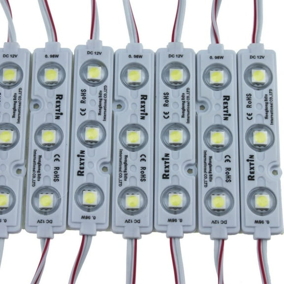 REXTiN Super Bright 200pcs 3 LED Module White 5050 SMD 66-72LM Each Module Waterproof Decorative Light for Letter Sign Advertising Signs with Tape Adhesive Backside