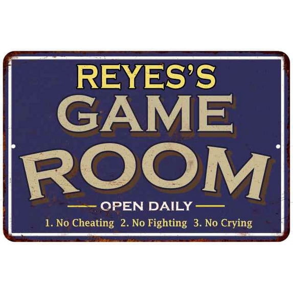 REYES'S Blue Game Room Sign Metal Wall Decor 8x12 108120002377