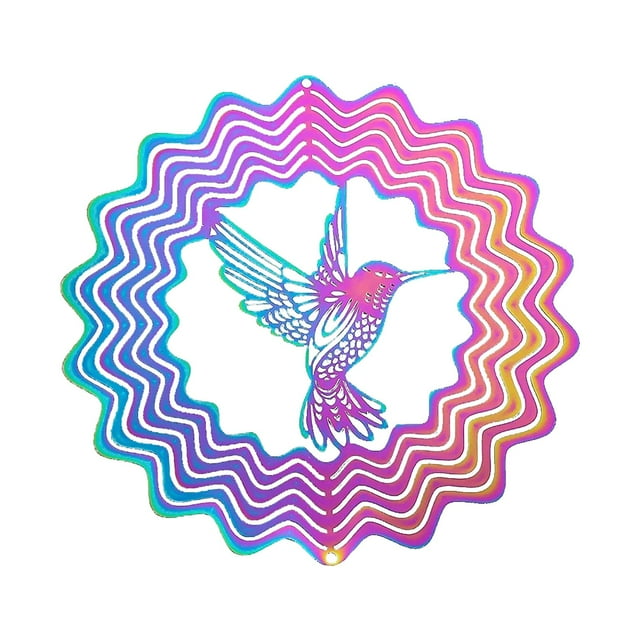 REYYOISKA 3D Color Rotating Wind Hummingbird Garden Hanging Decoration