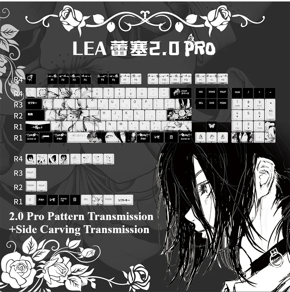 REZE Anime Theme Keycaps Set Customized PBT Sublimation Cherry Profile Keyboard Keycaps for Mechanical Keyboard Accessories Girl