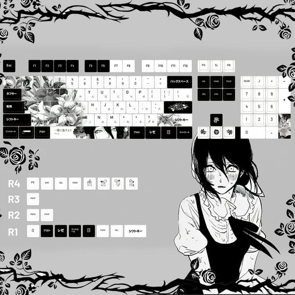 REZE Anime Theme Keycaps Set Customized PBT Sublimation Cherry Profile Keyboard Keycaps for Mechanical Keyboard Accessories Girl