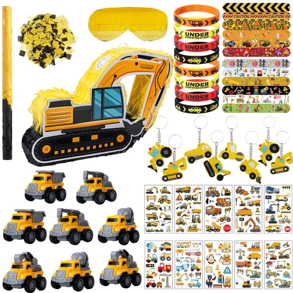 REZIPO Construction Pinata Dump Truck Pinata for Boy Construction Birthday Party Tractor Excavator Car Pinata for Kids Party 15.5 x 9.5 x 6.3 Inches
