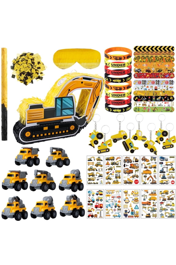 Construction Pinata Dump Truck Pinata for Boy Construction Birthday Party Tractor Excavator Car Pinata for Kids Party 15.5 x 9.5 x 6.3 Inches