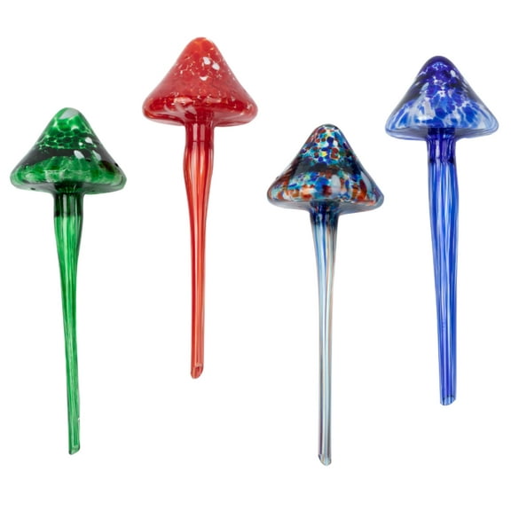 REZIPO Large Watering Bulbs Colorful Glass Self Watering Globes Decorative Mushroom Design Self Watering Spikes Automatic Plant Waterer for Indoor and Outdoor Plants