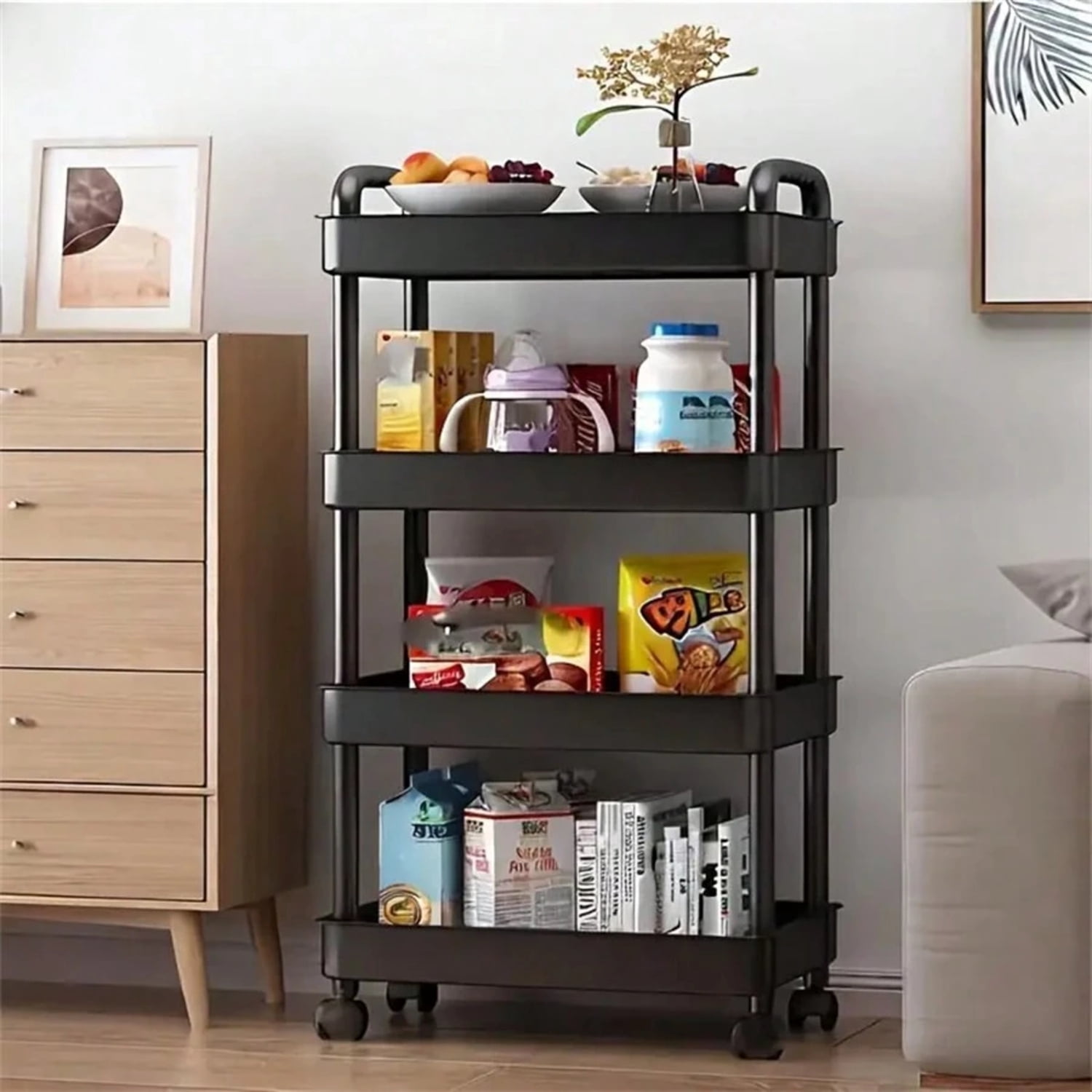 REZJSWFSMMJ 1 PC 4-Storey Trolley Storage Rack, Bedroom Storage Rack ...