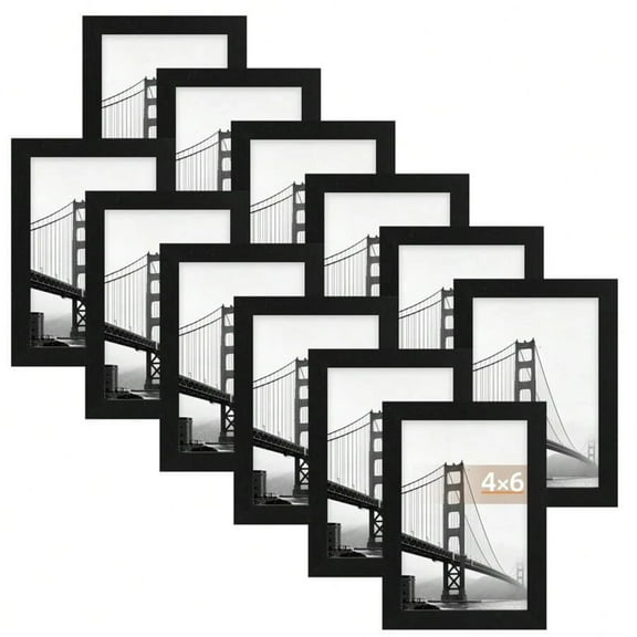 REZJSWFSMMJ 12 Pack 4x6/5x7/8x10 Picture Frame With Glass - Black Picture Frame - Wide Photo Frames For Vertical Or Horizontal Wall Display - Black