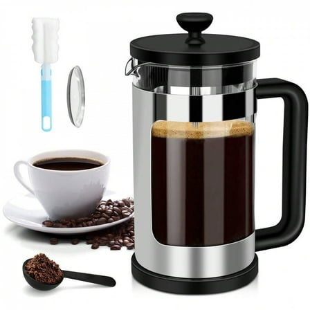 REZJSWFSMMJ 21 Oz Small French Press Coffee Maker 2 Cups, Coffee Press With 3 Filterations, Heat Resistant Thickness Borosilicate Glass