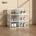 thumbnail image 1 of REZJSWFSMMJ 6 Pack Thick Transparent Shoe Box With Lid, Foldable And Stackable Shoe Rack, Free Combination, Plastic Sports Shoe Container,White, 1 of 4