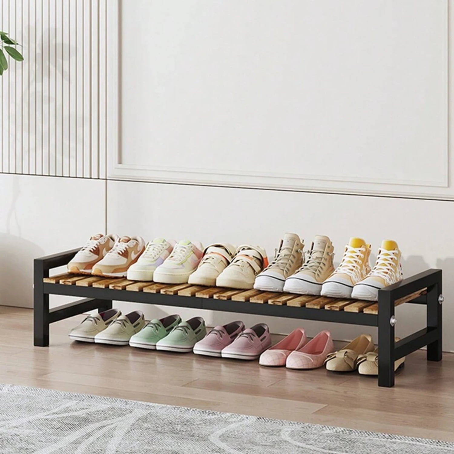 REZJSWFSMMJ Bamboo Shoe Rack Organizer for Closet and Entryway