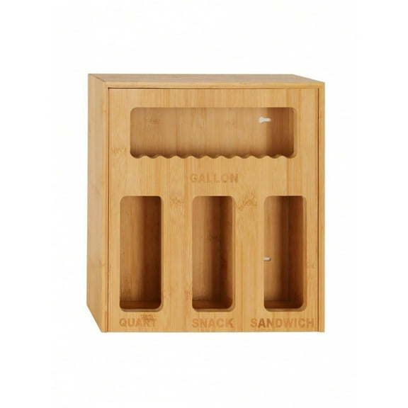 REZJSWFSMMJ Bamboo Ziplock Bag Storage Organizer For Kitchen Drawer Compatible With Gallon, Quart, Sandwich And Snack For Variety Size Bags