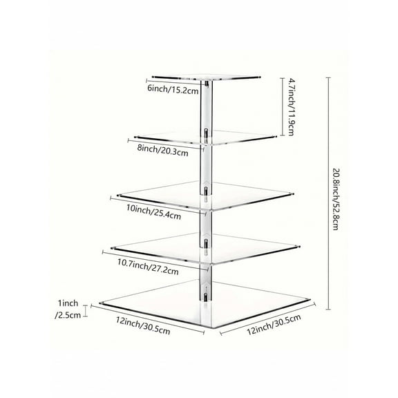 REZJSWFSMMJ Cupcake Stand,5 Tier Large Cupcake Holder, Square Cupcake Tower Tree, Clear Cake Stand, Dessert Pastry Display Stand