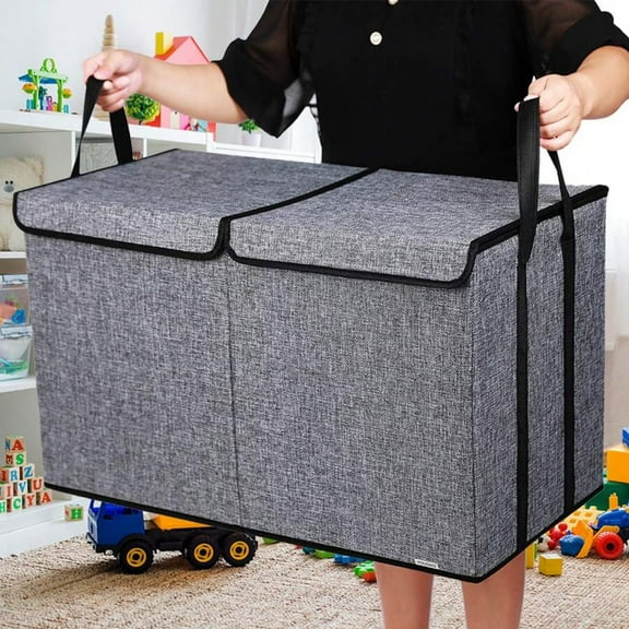 REZJSWFSMMJ Extra Large Toy Box, Collapsible Sturdy Toy Storage Organizer With Lids,  Kids Toy Chest Bin Box Baskets For Living Room, Playroom, Bedroom