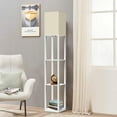 thumbnail image 1 of REZJSWFSMMJ Floor Lamp with Shelves, Modern Square Standing Lamp with Glass Shelves, Corner Display Shelf, 1 of 4