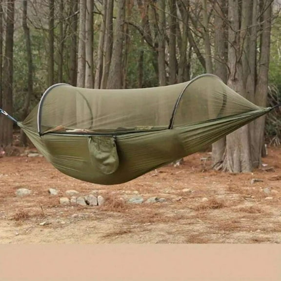REZJSWFSMMJ Large Camping Hammock With Mosquito Net 2 Person Pop-Up Parachute Lightweight Hanging Hammocks For Outdoor Backpacking