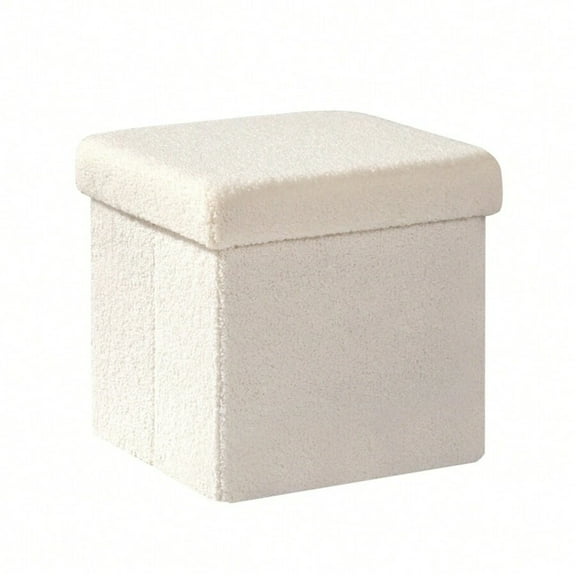 REZJSWFSMMJ Storage Ottoman Cube, Storage Chest, Sherpa Storage Ottoman With Lid, Small Ottoman Stool Foot Rest Stool For Living Room Bedroom Dorm