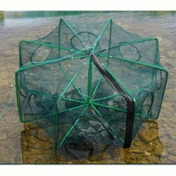 REZJSWFSMMJ Upgraded Foldable Fishing Trap - 12-Hole, Nylon Mesh w/Steel Frame, Collapsible Minnow Trap for Fish, Shrimp, Crawfish, Crab