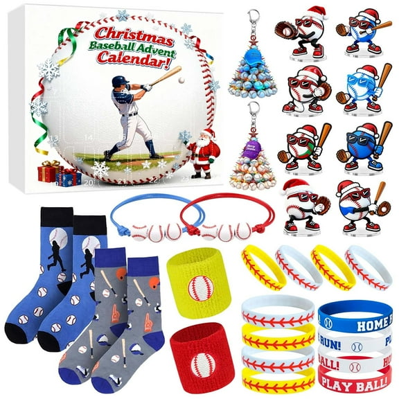 REZUOFI 1 Pcs Baseball Christmas Countdown Calendar - 24 Days of Sports Gifts, Mini Training Gear, Themed Ornaments & Treats for Young Enthusiasts, Holiday Decor & Collectibles