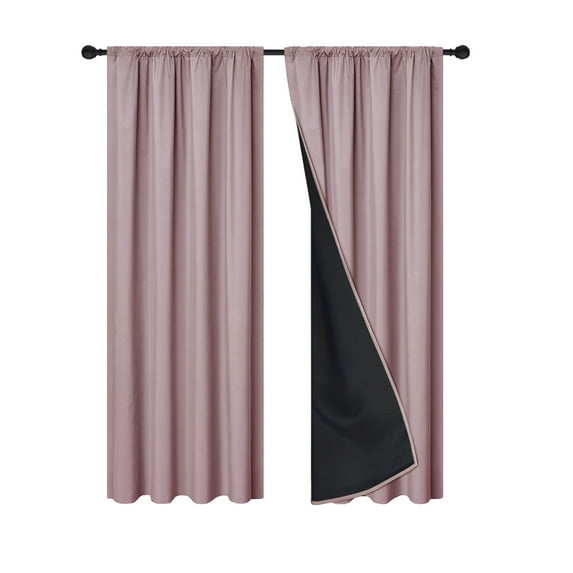 REZUOFI 1 Pcs Blackout Curtains Polyester Pongee Rod-Pocket Window Drapes for Living Room & Bedroom, Thermal Insulated Soundproof Light Blocking Darkening Curtain Panels