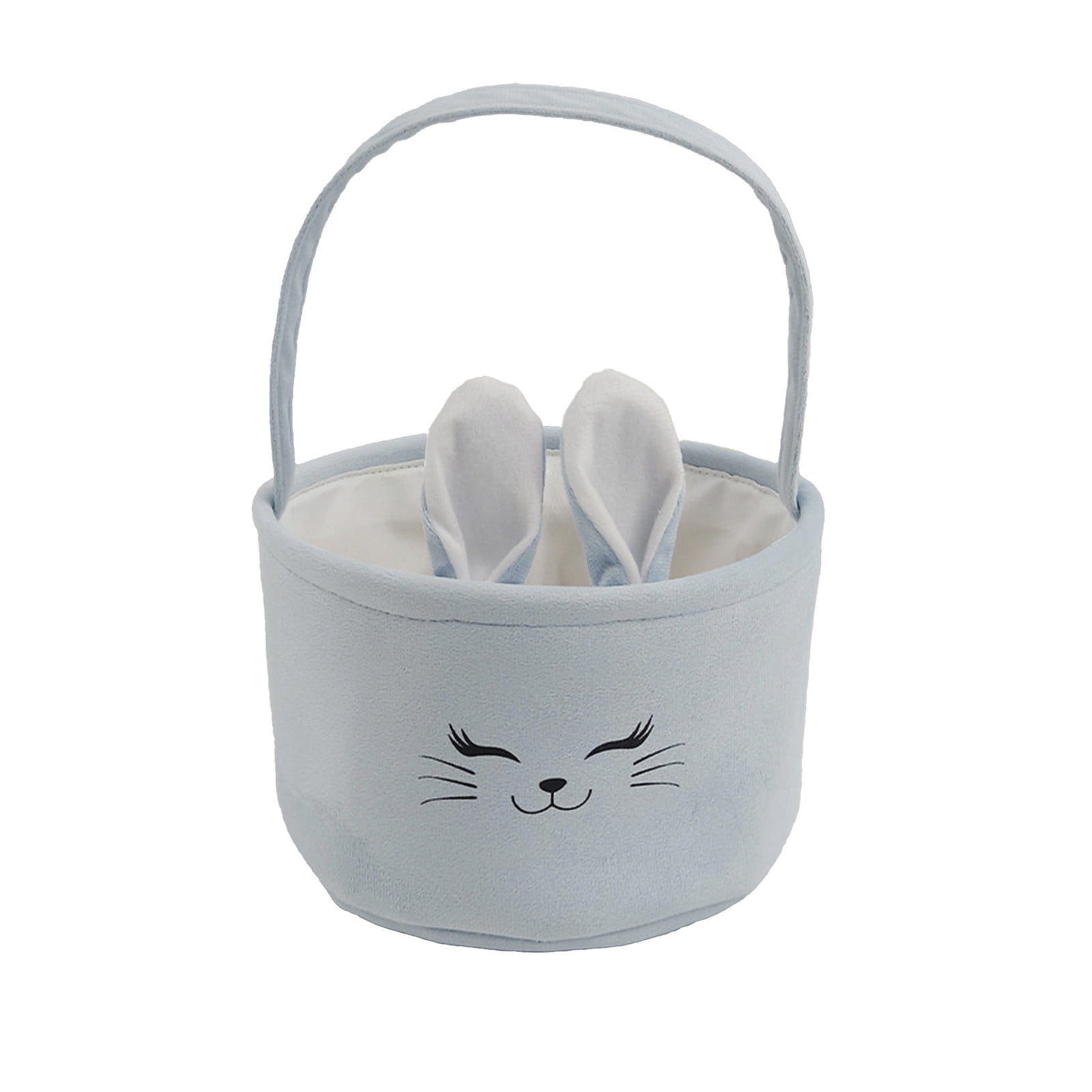REZUOFI 1 Pcs Easter Basket with Bunny Ears Foldable Tote Bag for Egg Hunt Party Gifts Storage and Decorations Personalized Canvas Carryall