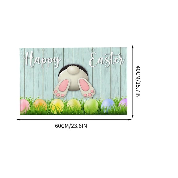 REZUOFI 1 Pcs Easter Bunny Egg Decor Rug for Holiday Home Decor, Non-Slip Floor Mat, Festive Spring Living Room Carpet, Decorative Accent Rug for Easter Celebration