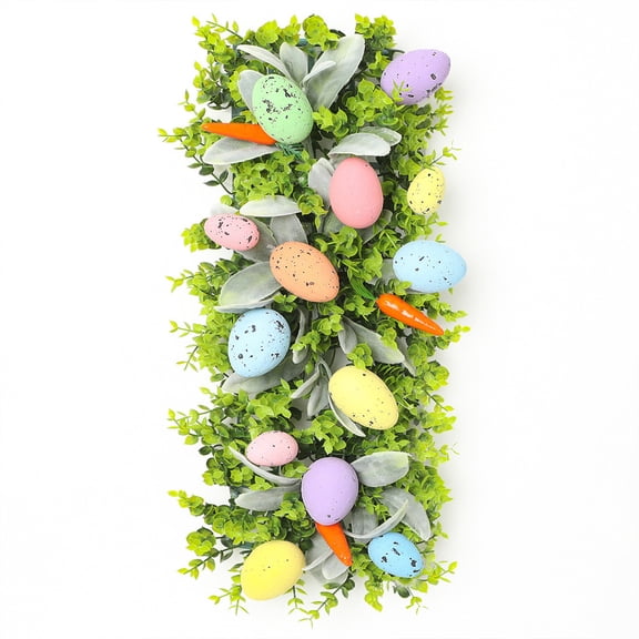 REZUOFI 1 Pcs Easter Egg Eucalyptus Wreath for Tabletop Decor, Artificial Rattan Centerpiece with Green Foliage, Spring Home Decoration for Mantel Door Wall, Holiday Party Display