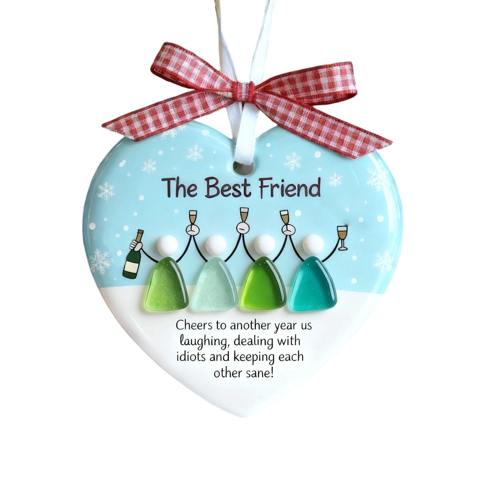 REZUOFI 1 Pcs Friendship Sea Ornament "Cheers to Another Year" Quote