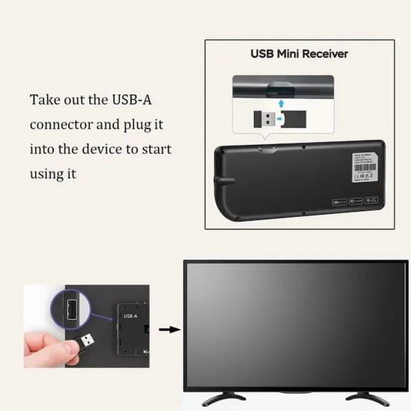 REZUOFI 1 Pcs Wireless Mini Keyboard, Rechargeable 3-in-1 Remote Control for PC TV Media Player, Plug and Play