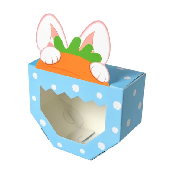 REZUOFI 10 Pcs Easter Party Gift Box with Bunny Ears and Carrot Design, Transparent Window Candy Box for Holiday Treats