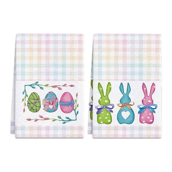 REZUOFI 2 Pcs Easter Kitchen Towels Set, Absorbent Dish Towels and Hand Towels for Cooking Baking Decor, Holiday Themed Tea Towels with Decorative Patterns 66x45cm