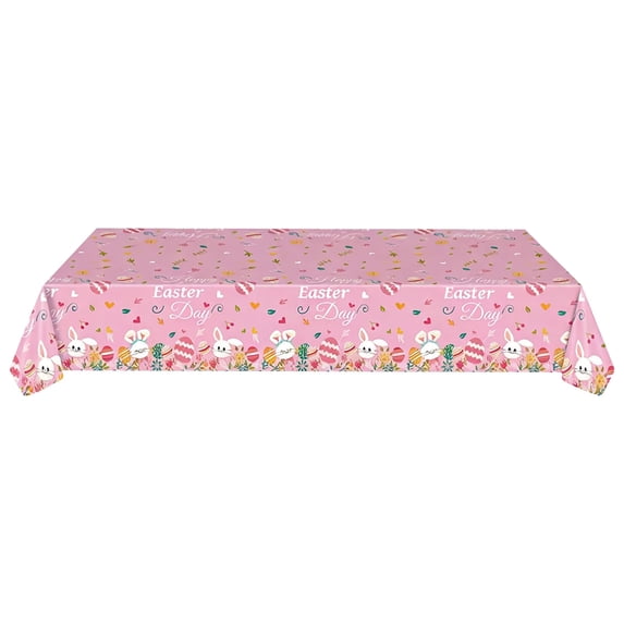 REZUOFI 2 Pcs Easter Tablecloth Disposable Waterproof for Holiday Dinner Party Decorations Reusable Clean Foldable Table Cover with Bunny Egg Design