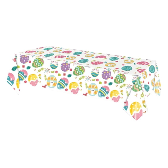 REZUOFI 2 Pcs Easter Tablecloth Disposable Waterproof for Holiday Dinner Party Decorations Reusable Clean Foldable Table Cover with Bunny Egg Design