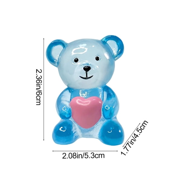 REZUOFI 2 Pcs Mini Heart Bear Resin Figurine, Cute Animal Sculpture for Office Desk Decor, Study Display, Transparent Craftsmanship, Gift for Loved Ones