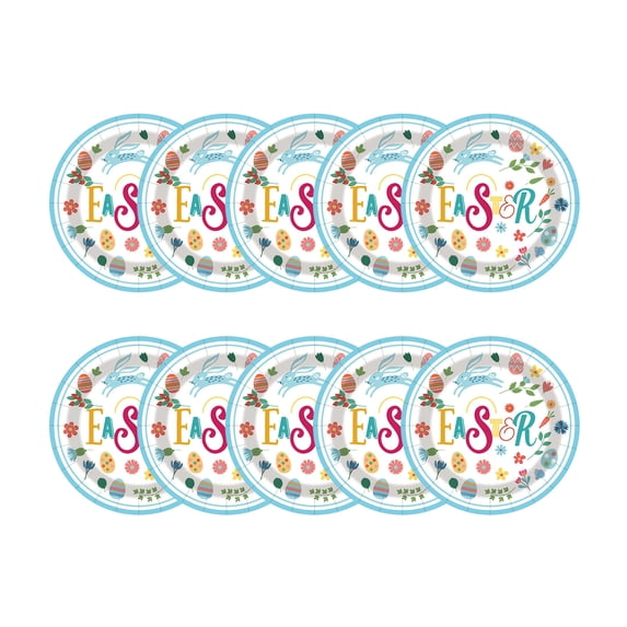 REZUOFI 20 Pcs Easter Disposable 7 Inch Plates, Spring Holiday Party Supplies and Decorations Dinnerware Set