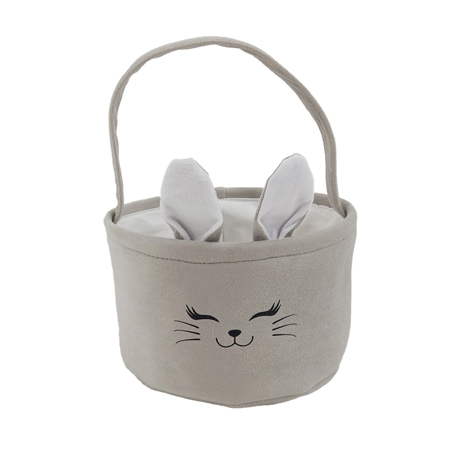 REZUOFI 3 Pcs Easter Basket with Bunny Ears Foldable Tote Bag for Egg Hunt Party Gifts Storage and Decorations Personalized Canvas Carryall