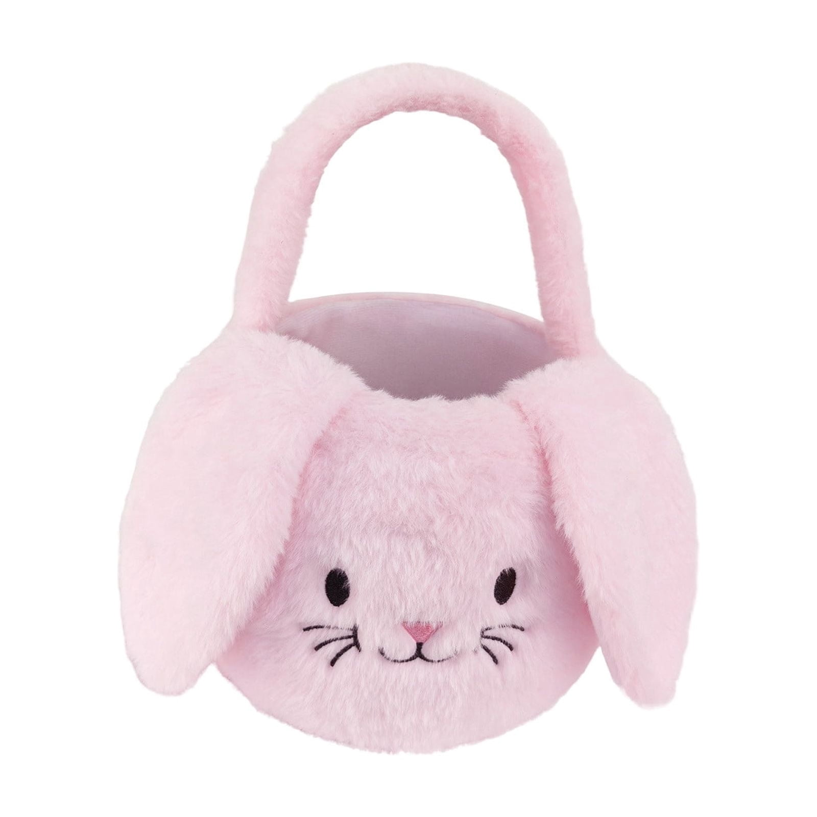 REZUOFI 3 Pcs Easter Bunny Plush Basket with Handle for Candy Storage, Portable Faux Fur Gift Bag, Holiday Party Decoration and Egg Hunt Accessory