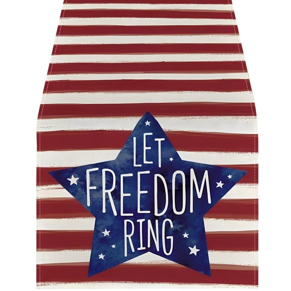 REZUOFI 3 Pcs Independence Day Patriotic Table Runner Strip Scarf for Kitchen Dining Decor with USA Flag Stars Pattern, Fourth of July Party Tablecloth Decoration