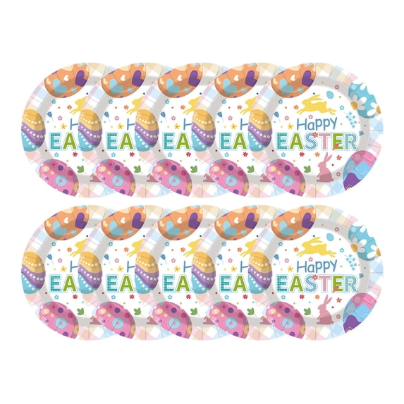 REZUOFI 40 Pcs Easter Disposable 9 Inch Plates, Spring Holiday Party Supplies and Decorations Dinnerware Set