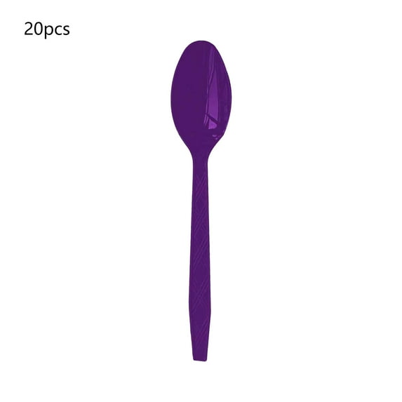 REZUOFI 40 Pcs Purple Plastic Cutlery Set Pattern Party Tableware, Knife Fork Spoon for Picnics Camping Dining
