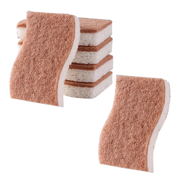 REZUOFI 6 Pcs Natural Sisal Wood Pulp Sponge Cleaning Pads, Kitchen Scrubber, Dish Washing Sponges for Pots, Pans, Sinks, Non Scratch Scouring Pads