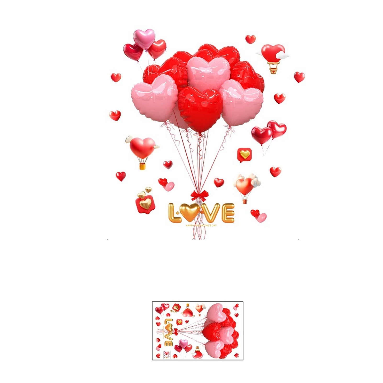 REZUOFI 8 PCS Valentine's Day Stickers Heart Shaped Static Cling Window Decor Reusable Holiday Wall Decals for Home Party Decorations