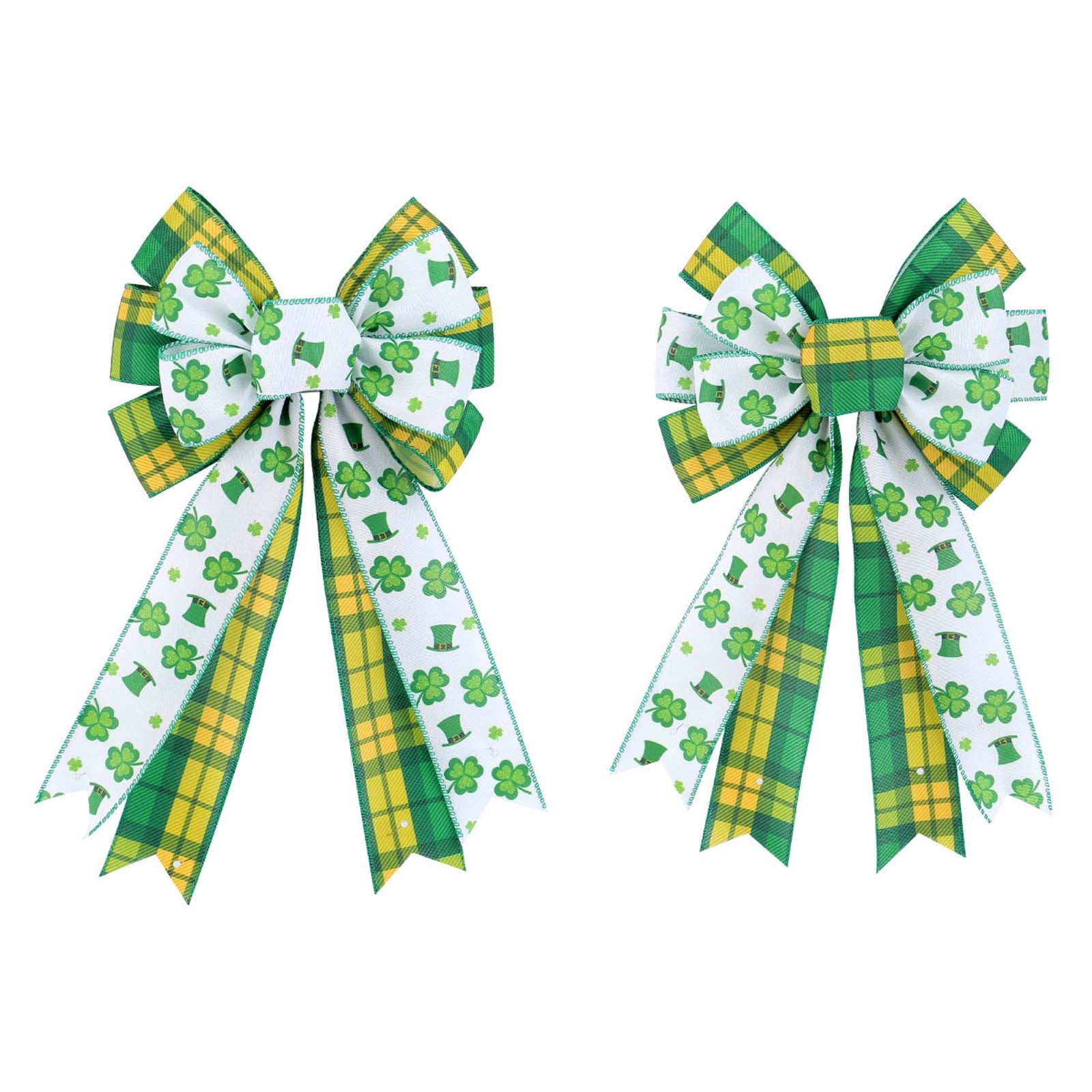 REZUOFI 8 Pcs St. Patrick's Day Decorative Bow with s for Party Decor Gift Wrapping Ribbon Green White Holiday Craft