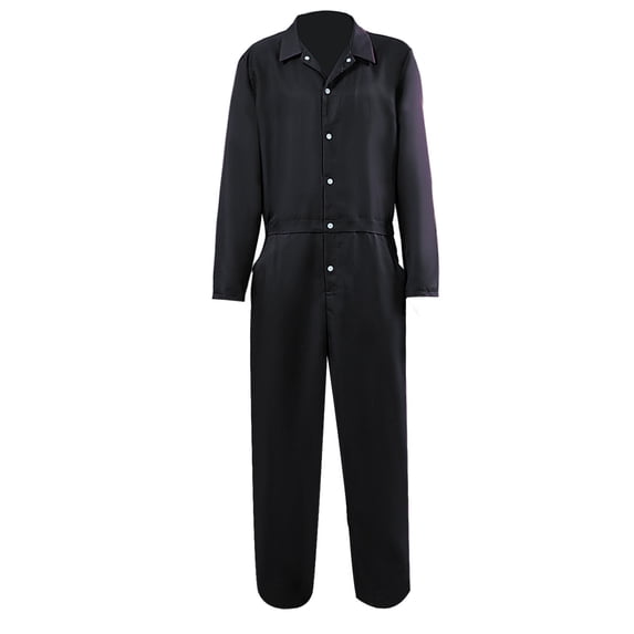 REZUOFI Jumpsuit for Men Solid Long Sleeve Lapel Zip Closure Multi-Pocket Loose Fit Coverall for Work Outdoor