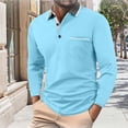 thumbnail image 1 of REZUOFI Mens Fall Long Sleeve Button Up Shirt Lapel Solid Casual Loose for Daily Office Wear, 1 of 7