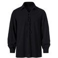 thumbnail image 1 of REZUOFI Mens Henley Long Sleeve Stand Collar Pullover Shirt Solid Drawstring Casual Loose for Daily Outdoor Wear, 1 of 5